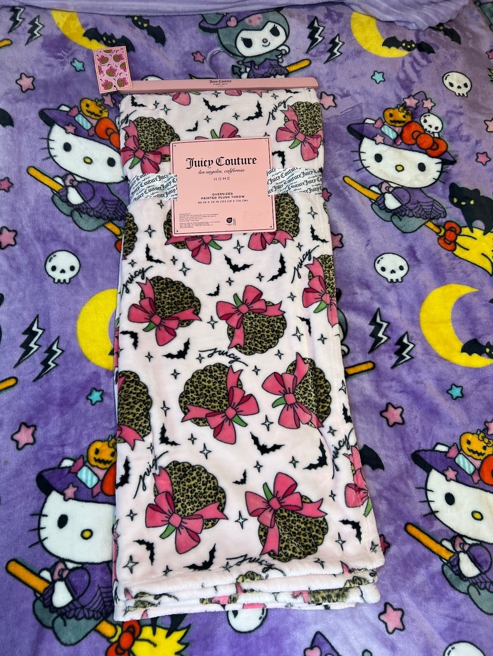 Juicy Couture Pink Leopard Bows Halloween Plush Throw 60x70